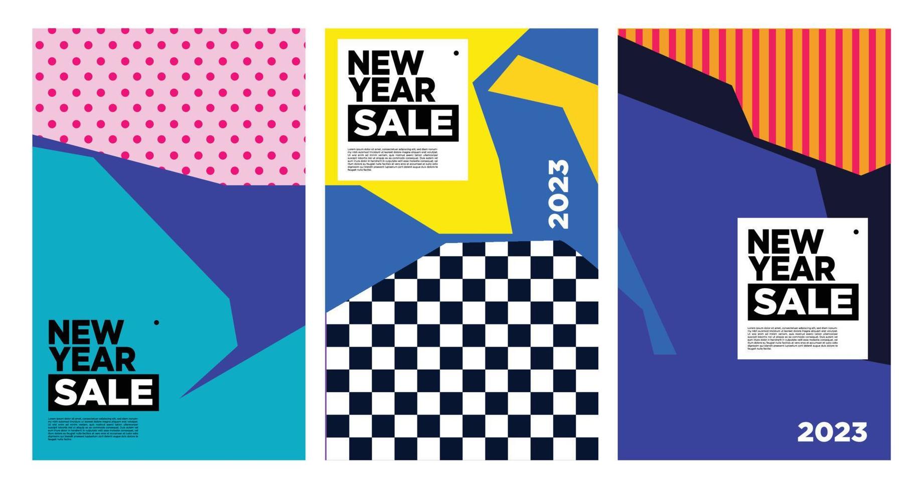 Vector New Year 2023 Sale with colorful abstract background for banner advertising