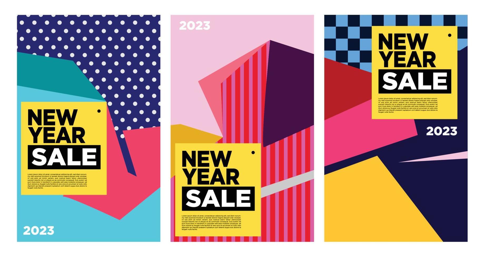 Vector New Year 2023 Sale with colorful abstract background for banner advertising