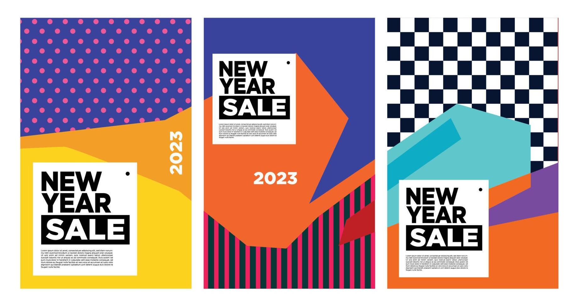 Vector New Year 2023 Sale with colorful abstract background for banner advertising