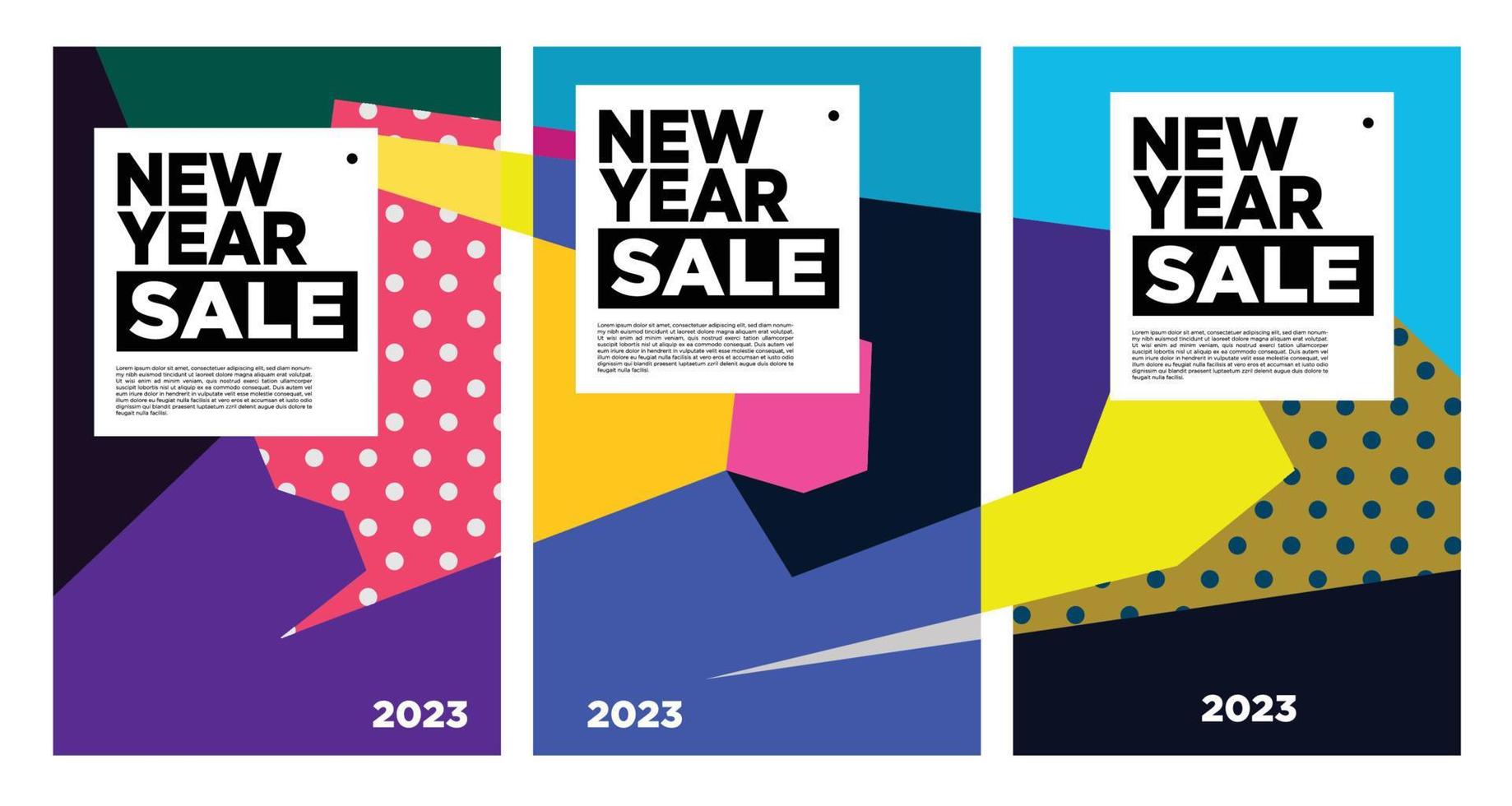 Vector New Year 2023 Sale with colorful abstract background for banner advertising