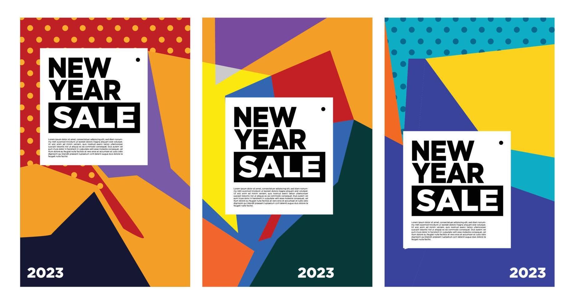 Vector New Year 2023 Sale with colorful abstract background for banner advertising