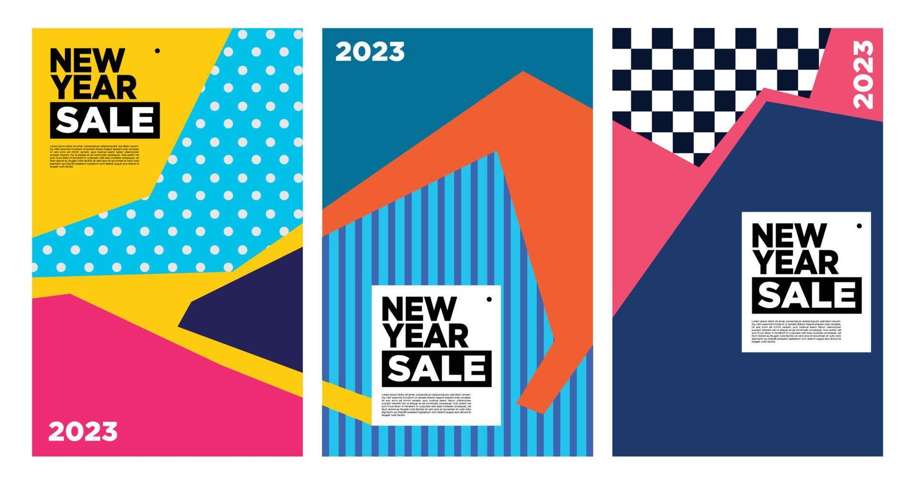 Vector New Year 2023 Sale with colorful abstract background for banner advertising