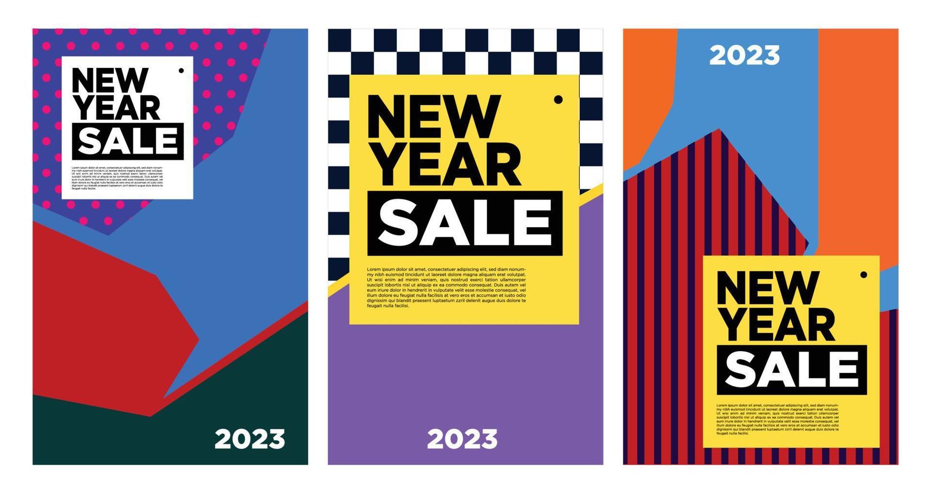 vector venta de año nuevo 2023 con fondo abstracto colorido para publicidad de banner