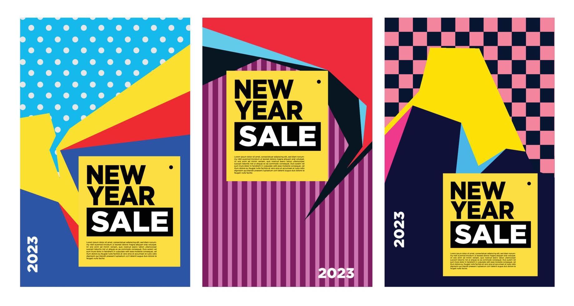 Vector New Year 2023 Sale with colorful abstract background for banner advertising