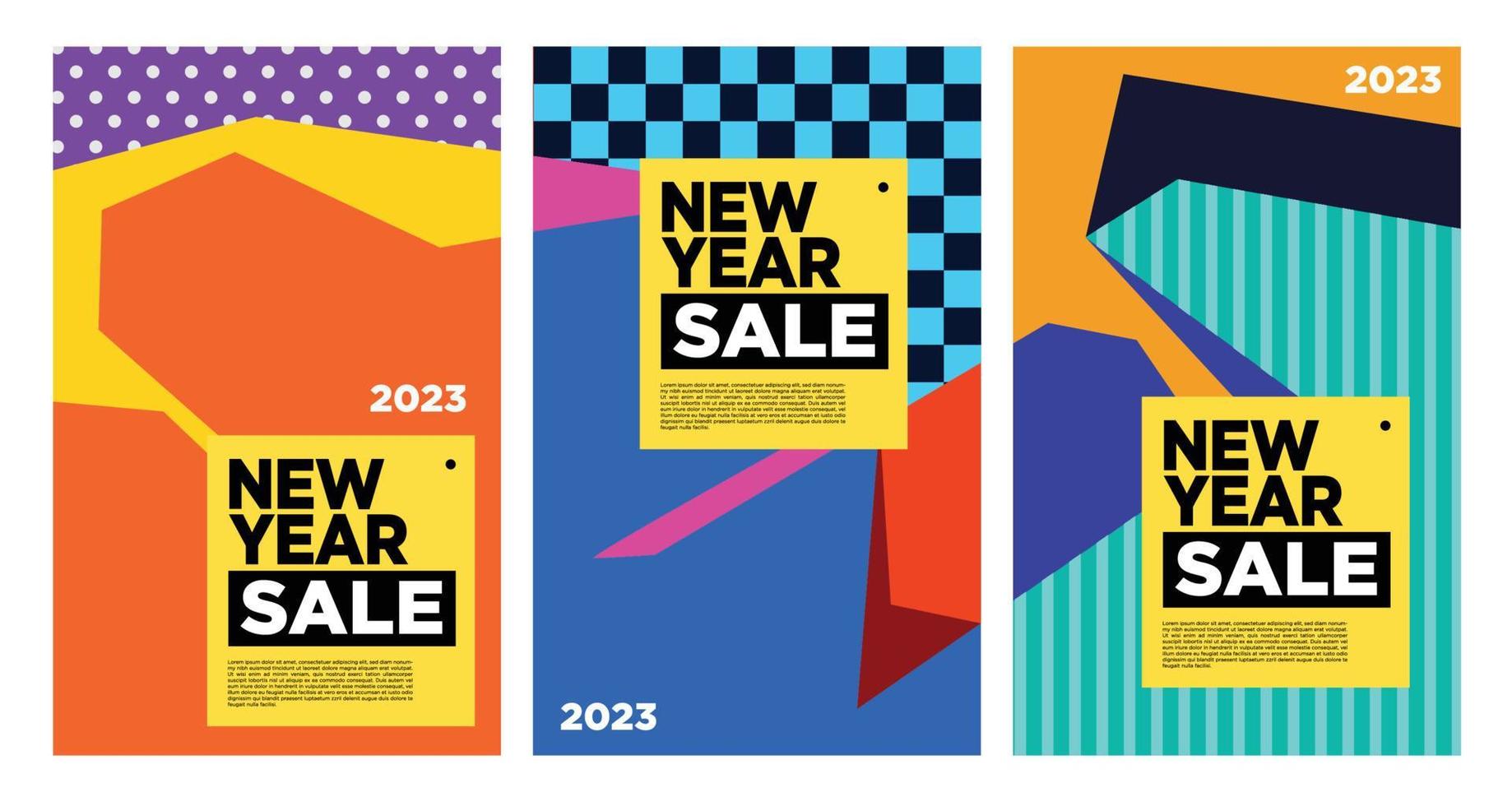 vector venta de año nuevo 2023 con fondo abstracto colorido para publicidad de banner