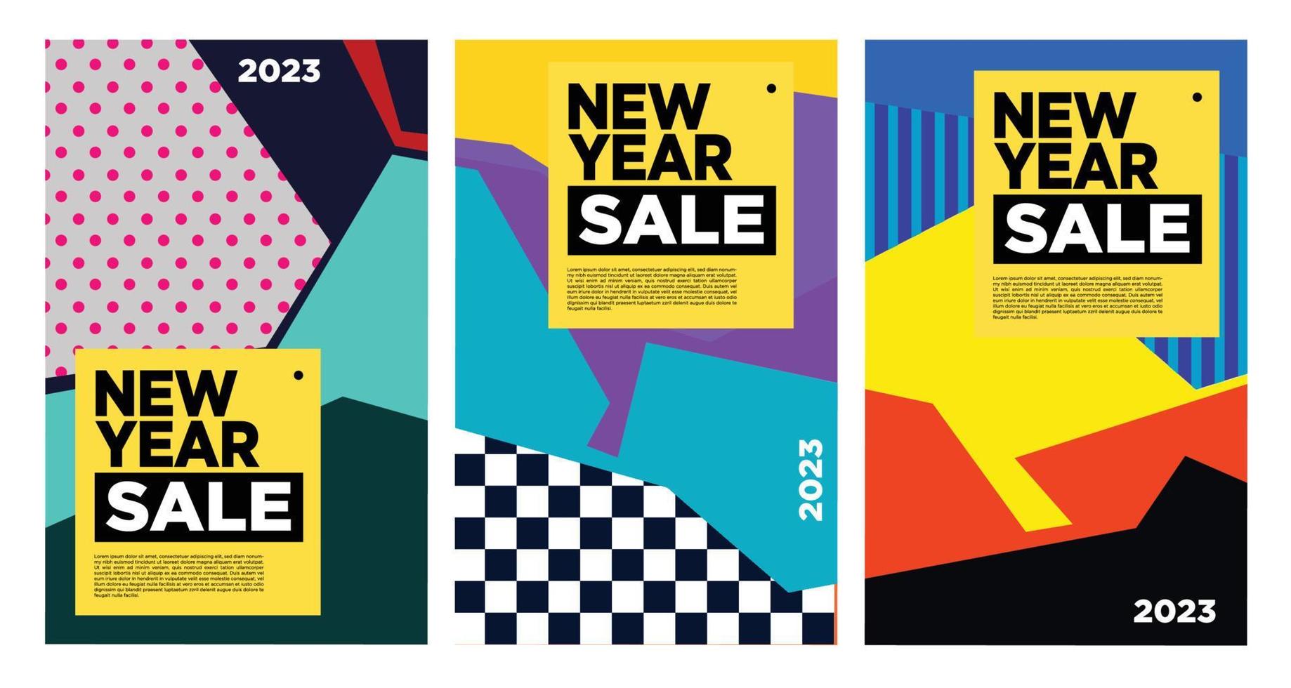 Vector New Year 2023 Sale with colorful abstract background for banner advertising