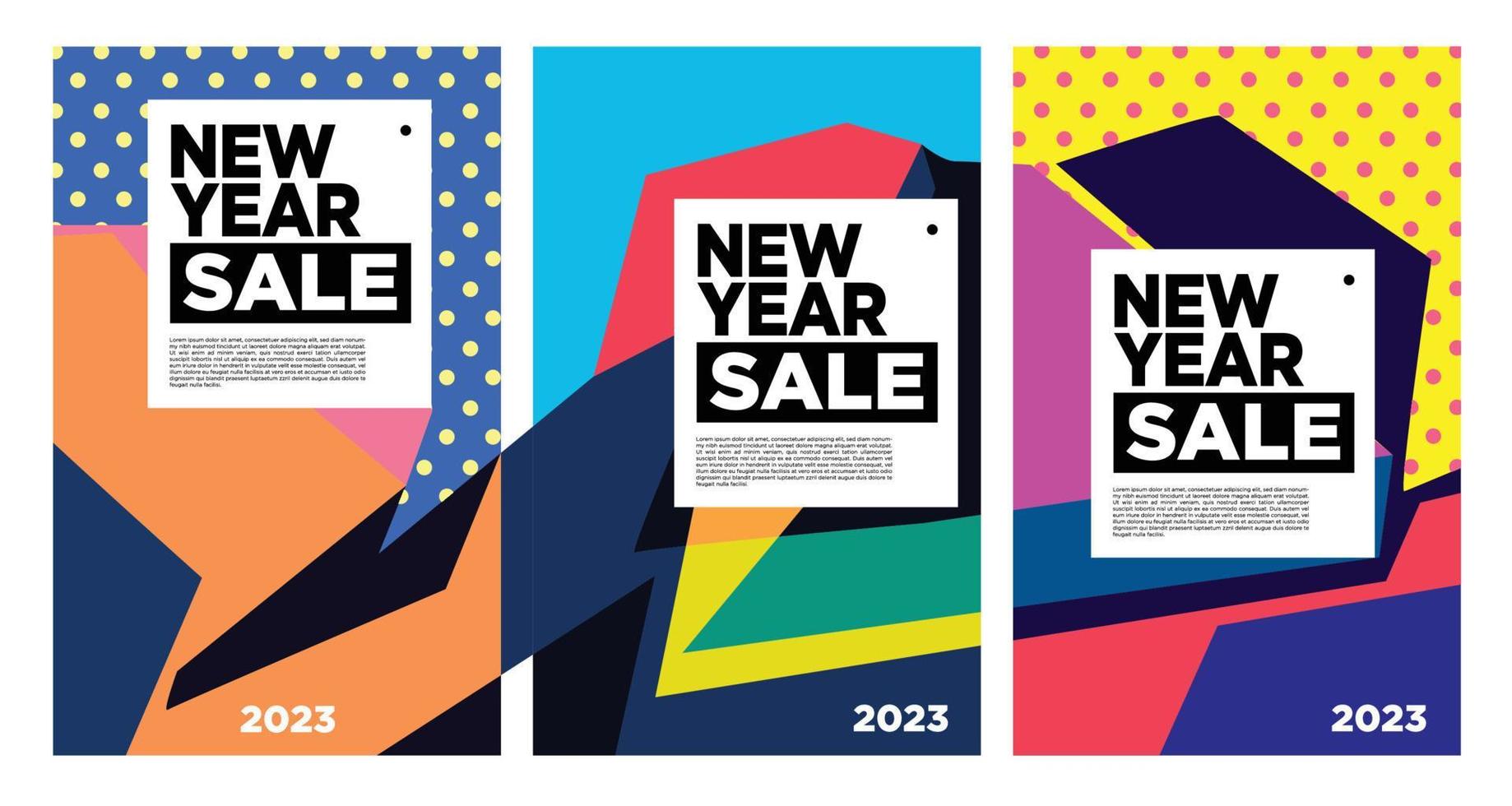 Vector New Year 2023 Sale with colorful abstract background for banner advertising