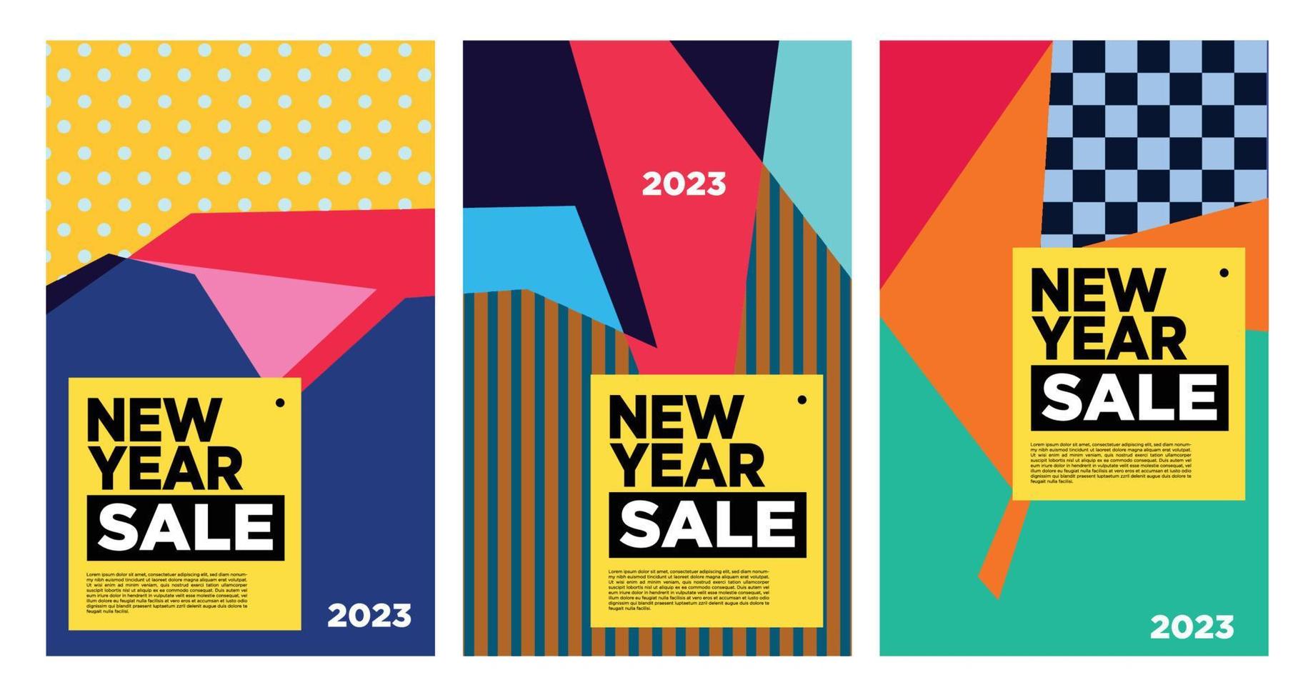 vector venta de año nuevo 2023 con fondo abstracto colorido para publicidad de banner