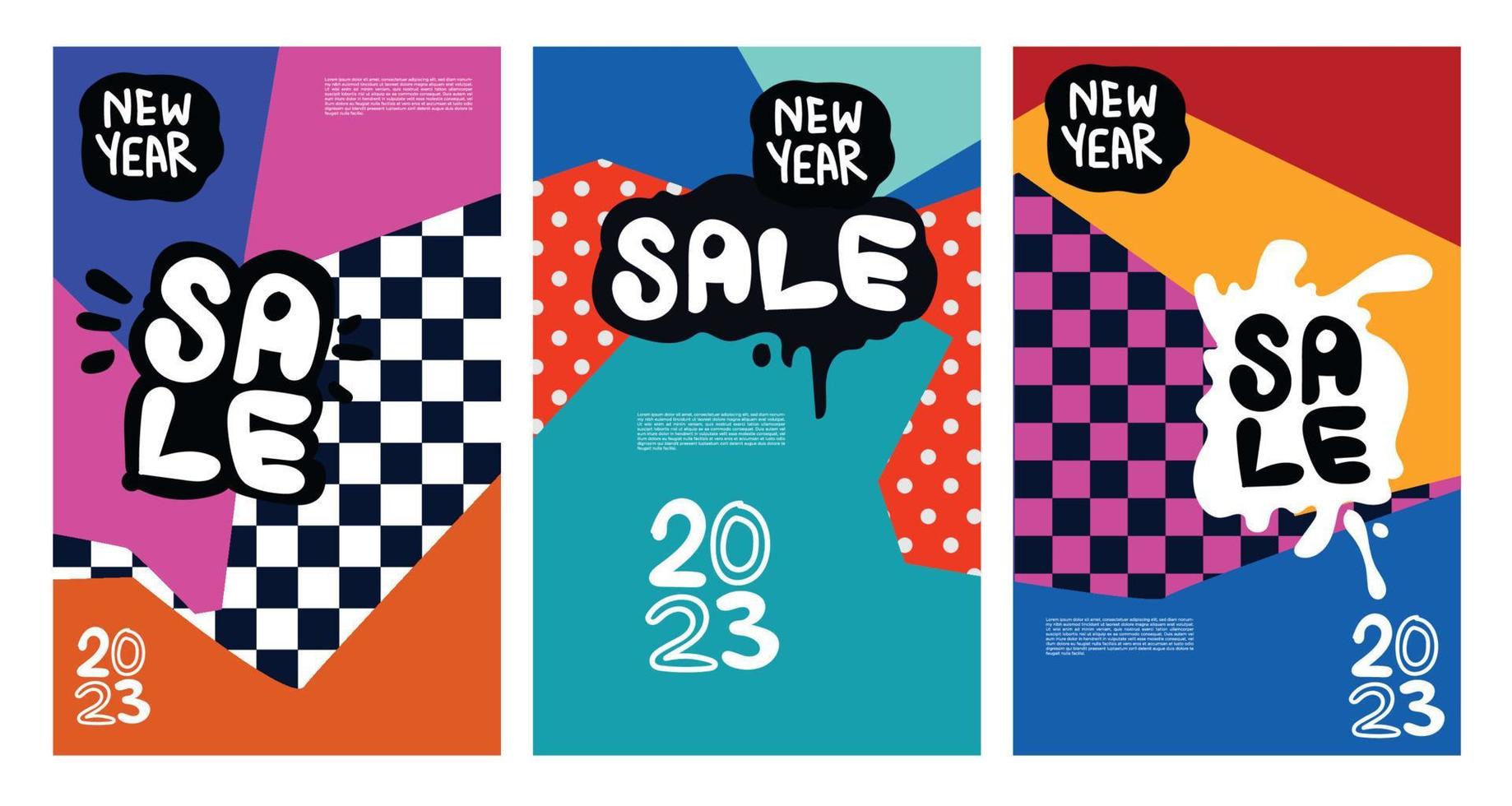 Vector New Year 2023 Sale with colorful abstract background for banner advertising