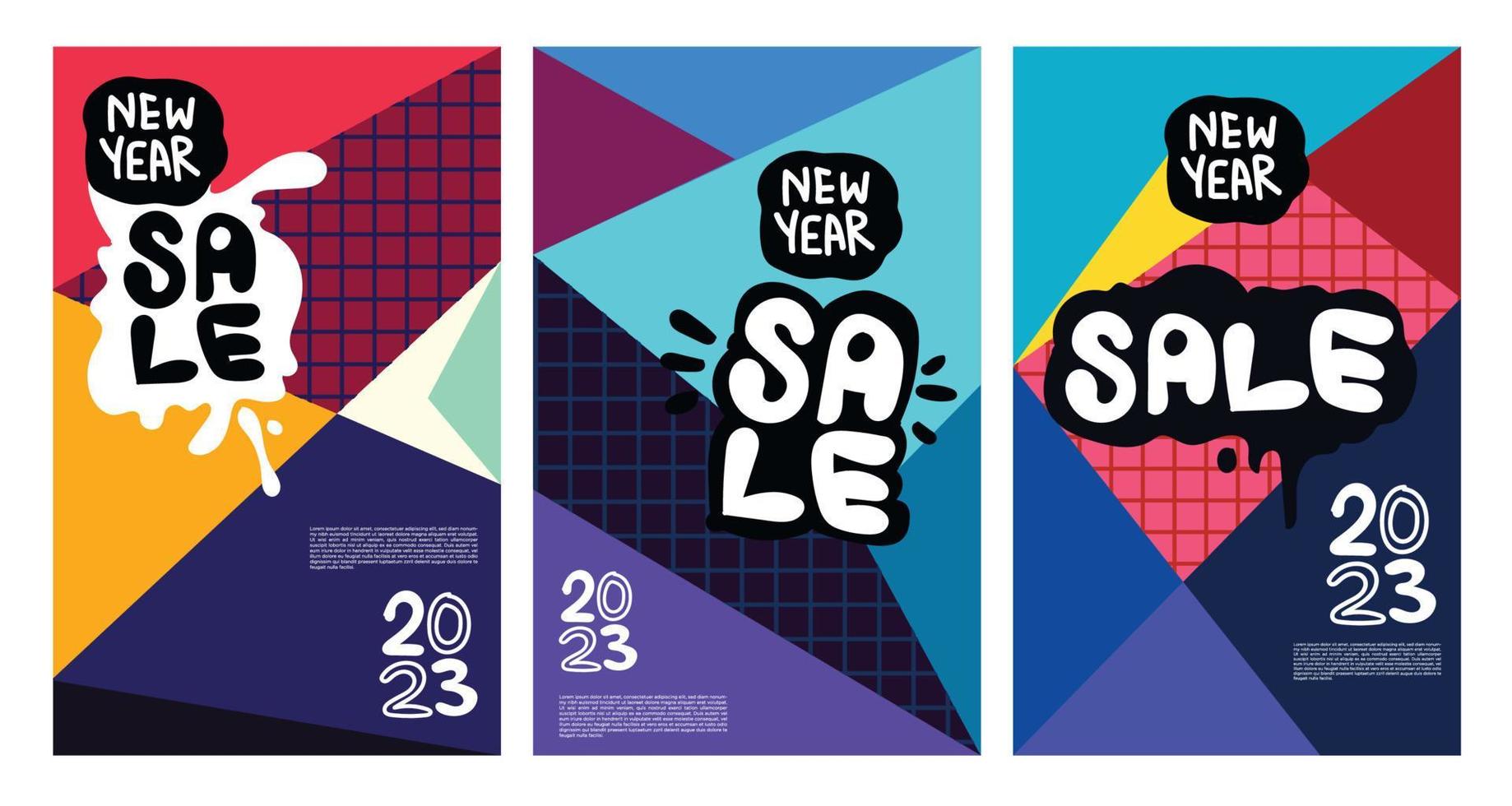 vector venta de año nuevo 2023 con fondo abstracto colorido para publicidad de banner