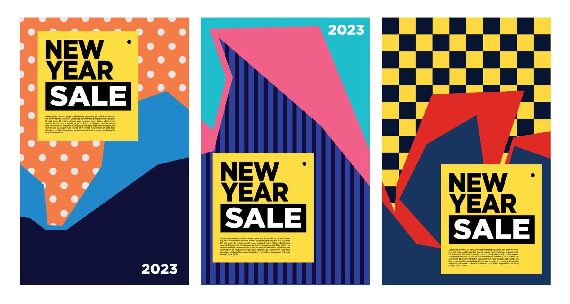 Vector New Year 2023 Sale with colorful abstract background for banner advertising