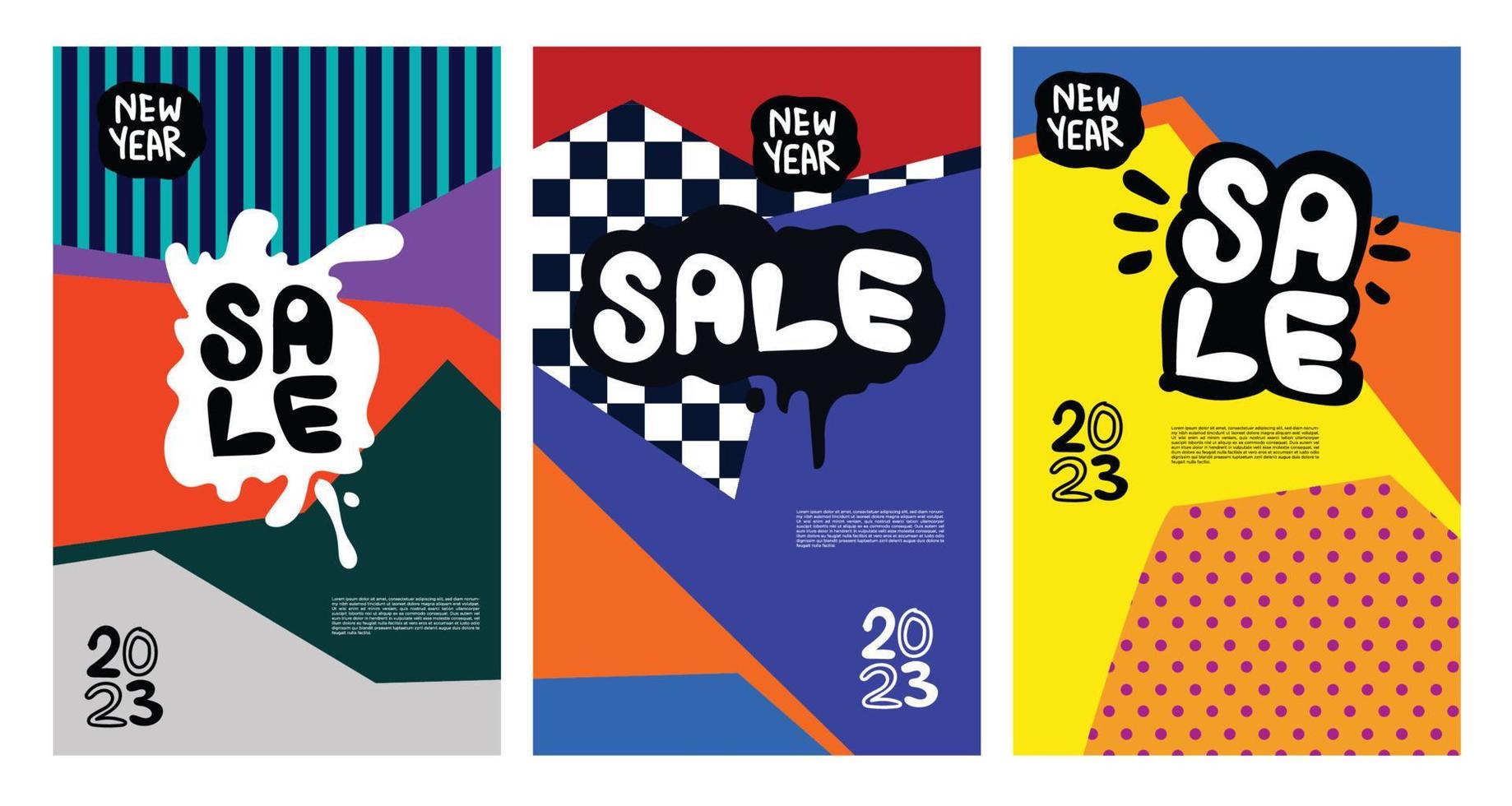 Vector New Year 2023 Sale with colorful abstract background for banner advertising