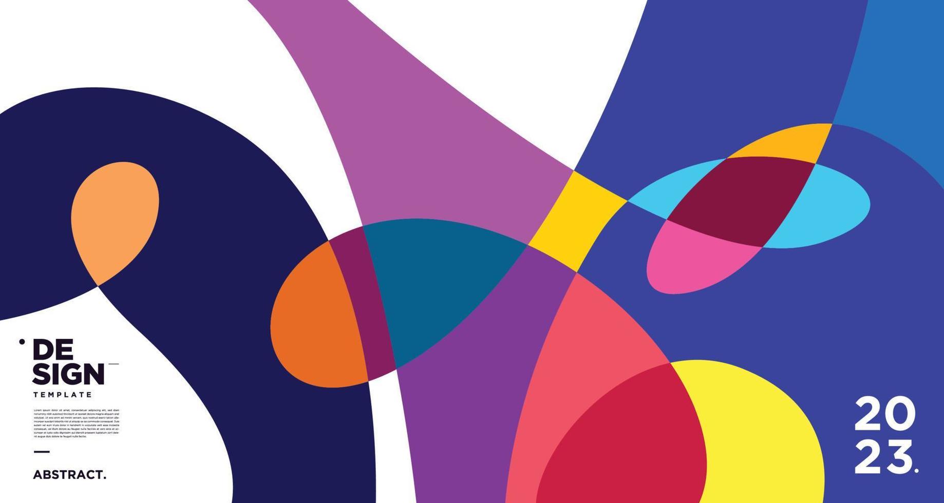 Vector colorful abstract fluid and geometric background for new year 2023