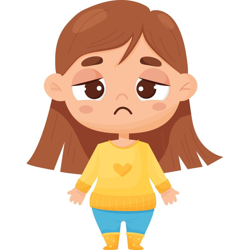 Emotion. Sad girl vector