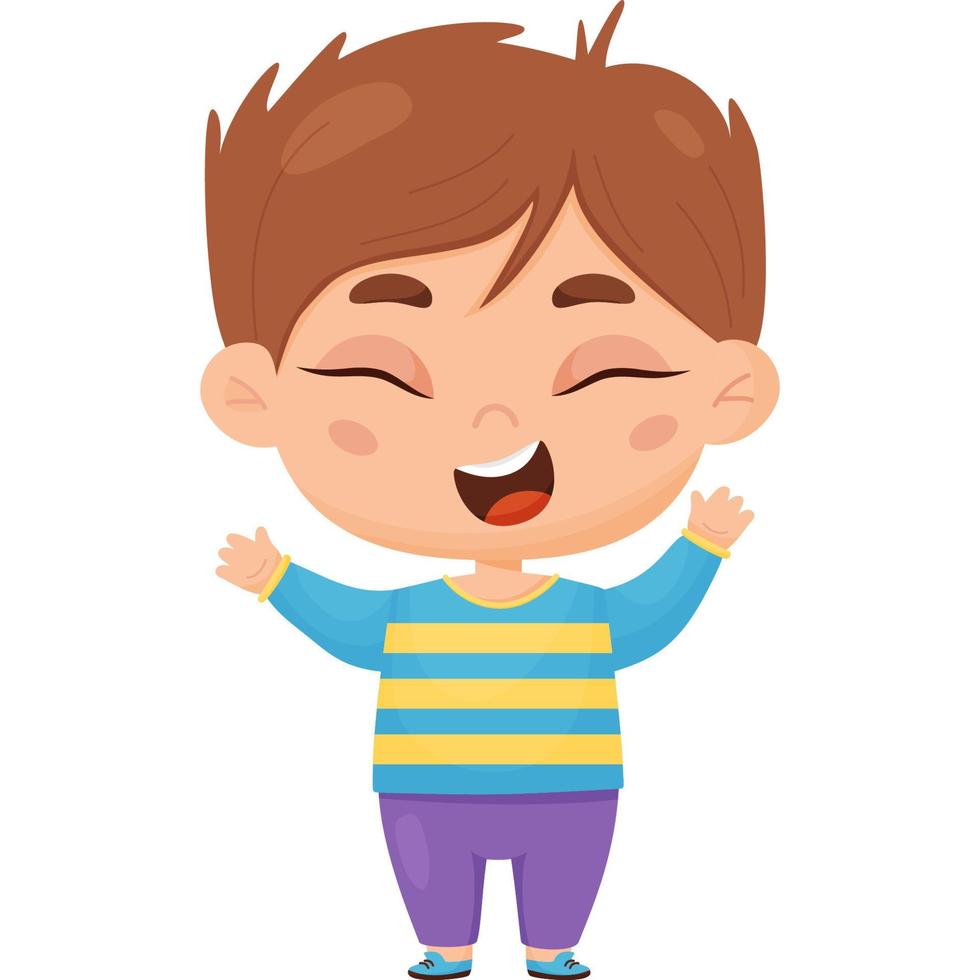 Happy joyful boy. Male character emotion vector