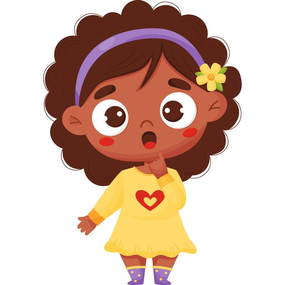 Surprised black girl.  character emotion vector