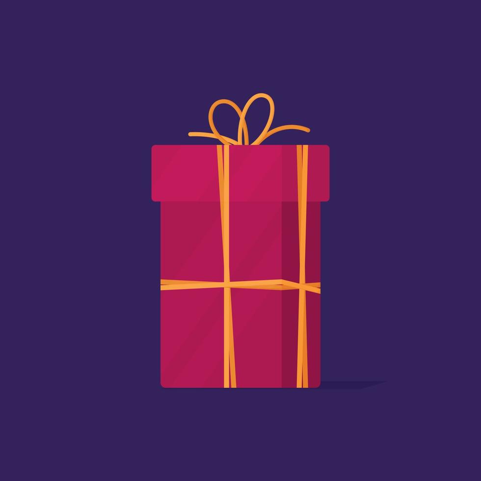 Vector illustration of a Christmas gift. Wrapped Christmas present. Pink box.