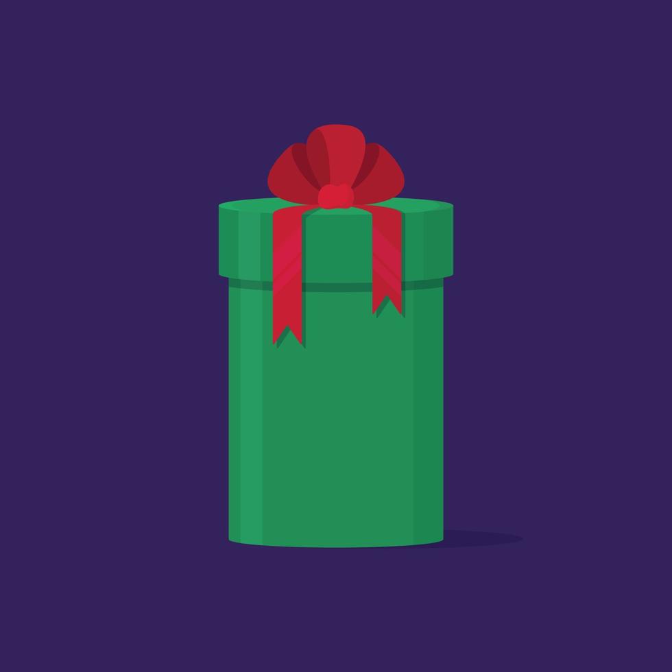 Vector illustration of a Christmas gift. Wrapped Christmas present.