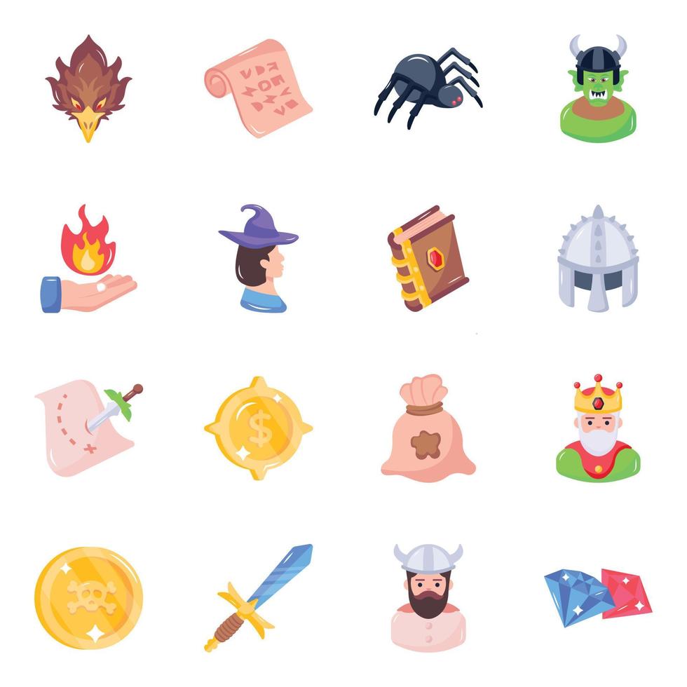 paquete de iconos planos del juego vector