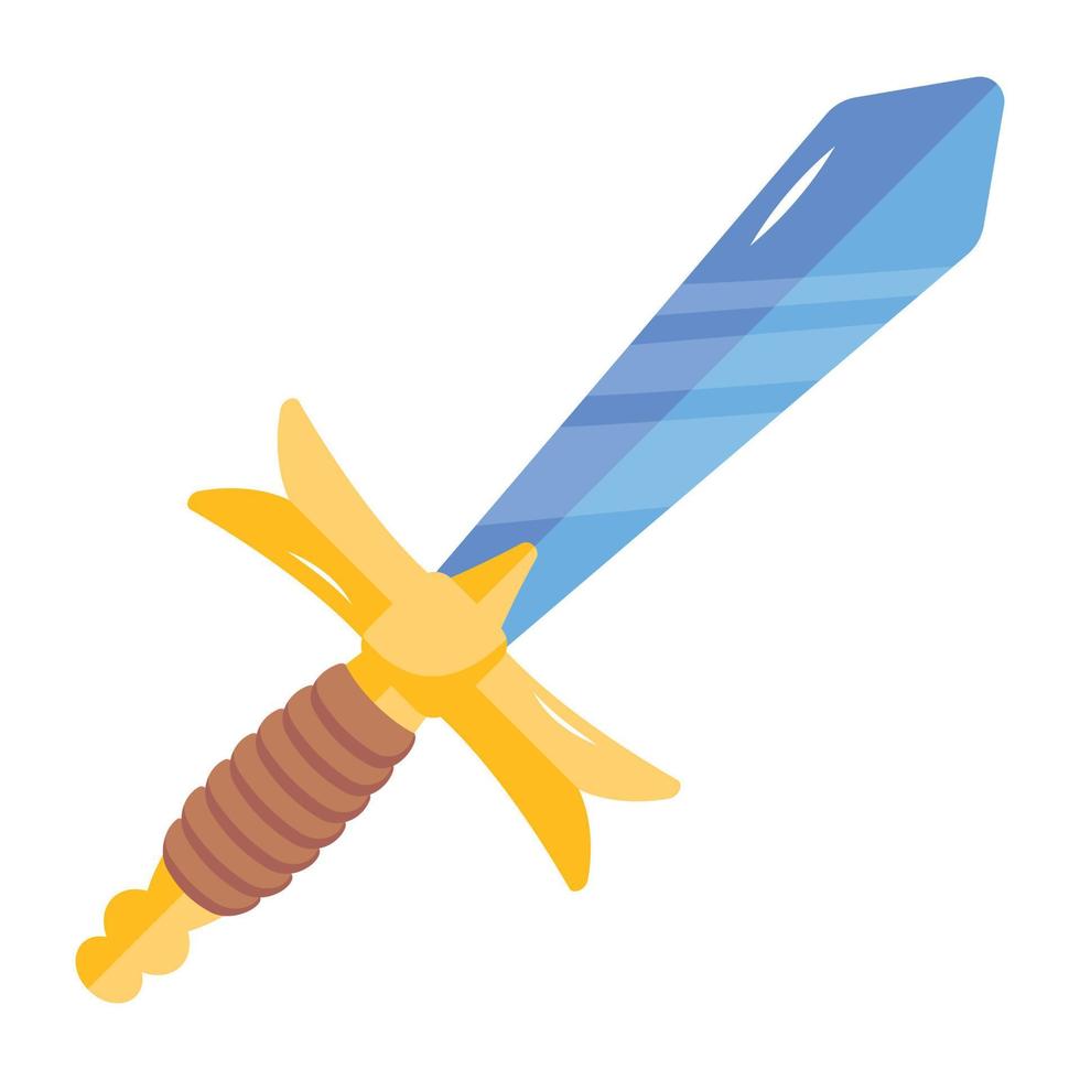 Medieval weapon, flat icon of sword vector