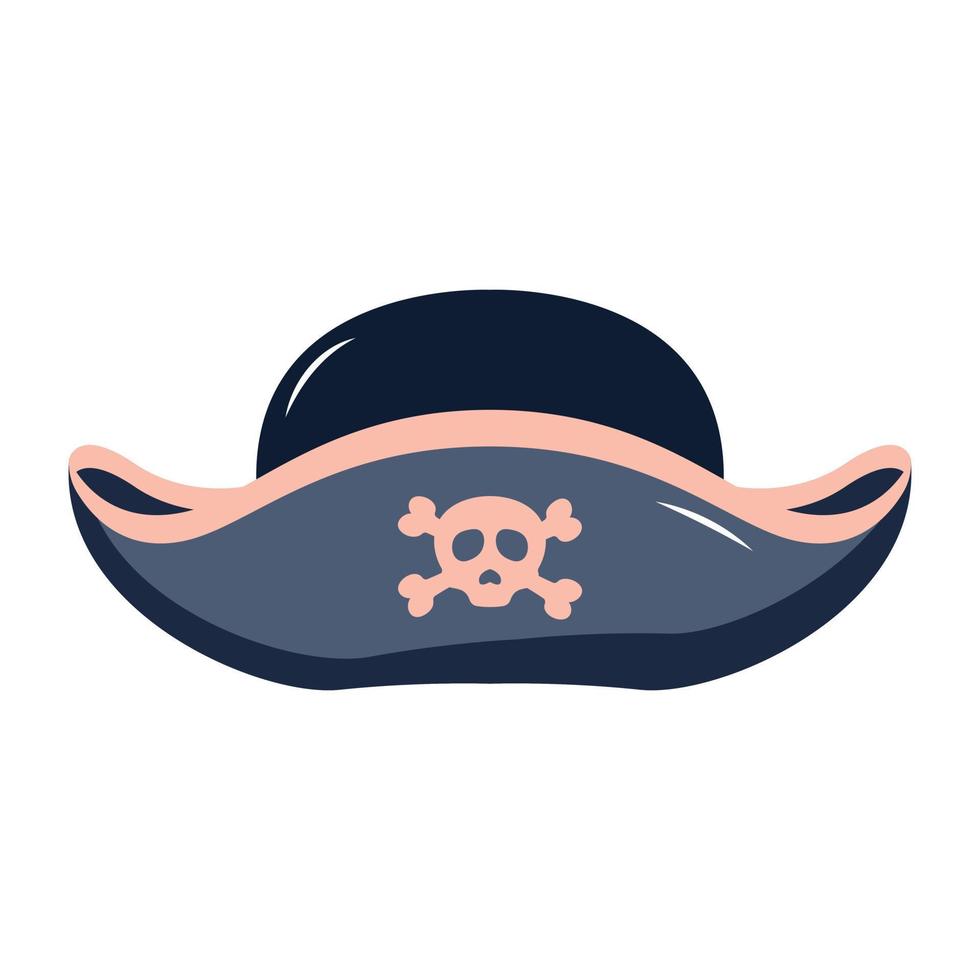 un icono plano editable de sombrero pirata vector