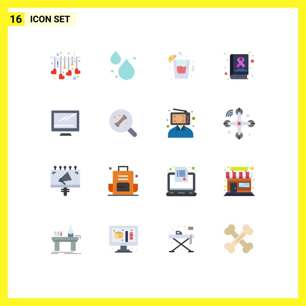 Modern Set of 16 Flat Colors and symbols such as imac monitor night computer cancer Editable Pack of Creative Vector Design Elements