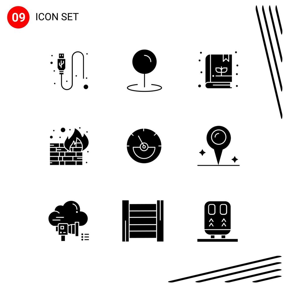 Collection of 9 Vector Icons in solid style Pixle Perfect Glyph Symbols for Web and Mobile Solid Icon Signs on White Background 9 Icons