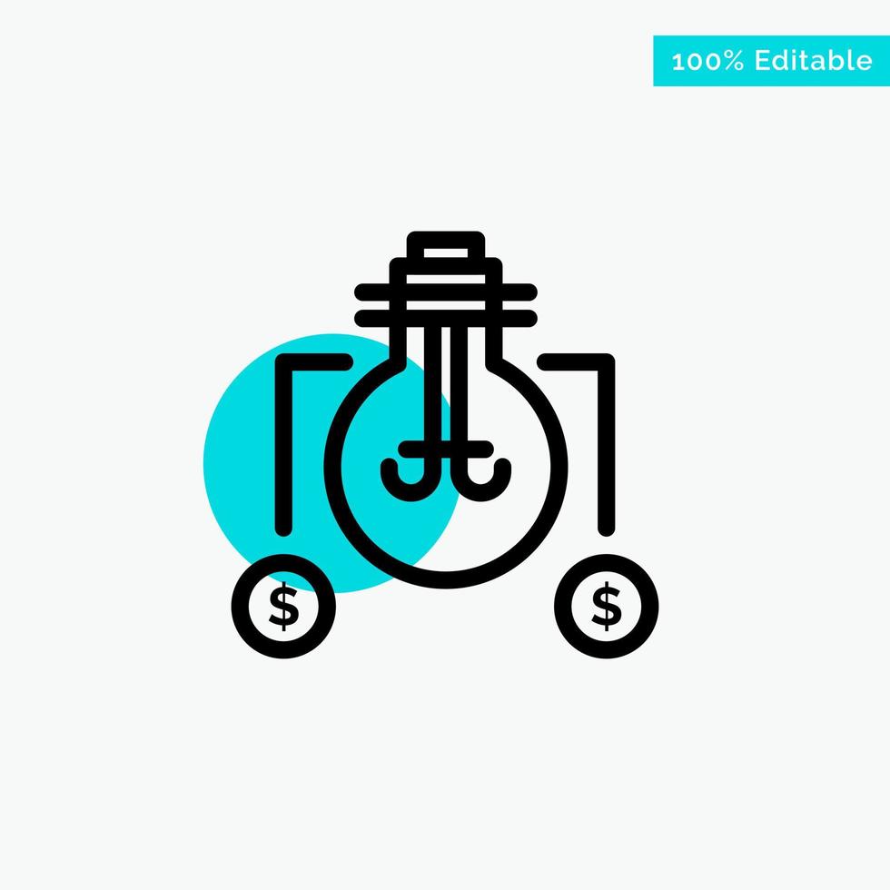 Bulb Idea Solution Dollar turquoise highlight circle point Vector icon