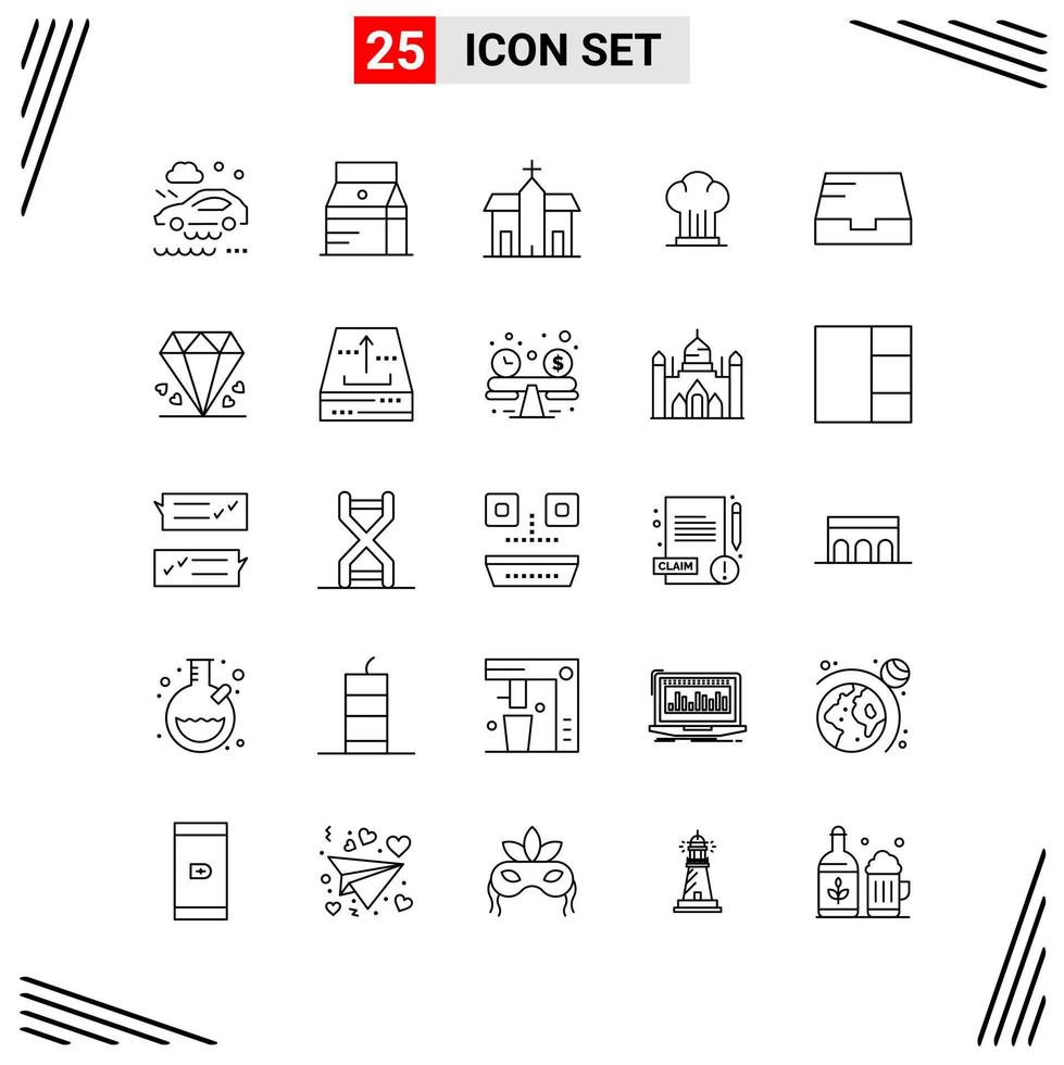 25 Icons Line Style Grid Based Creative Outline Symbols for Website Design Simple Line Icon Signs Isolated on White Background 25 Icon Set Creative Black Icon vector background