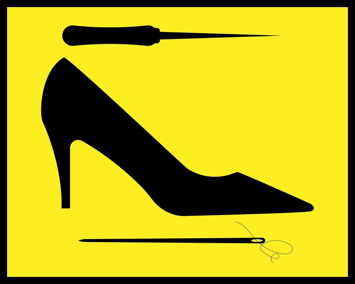 repair of women's shoes in black vector