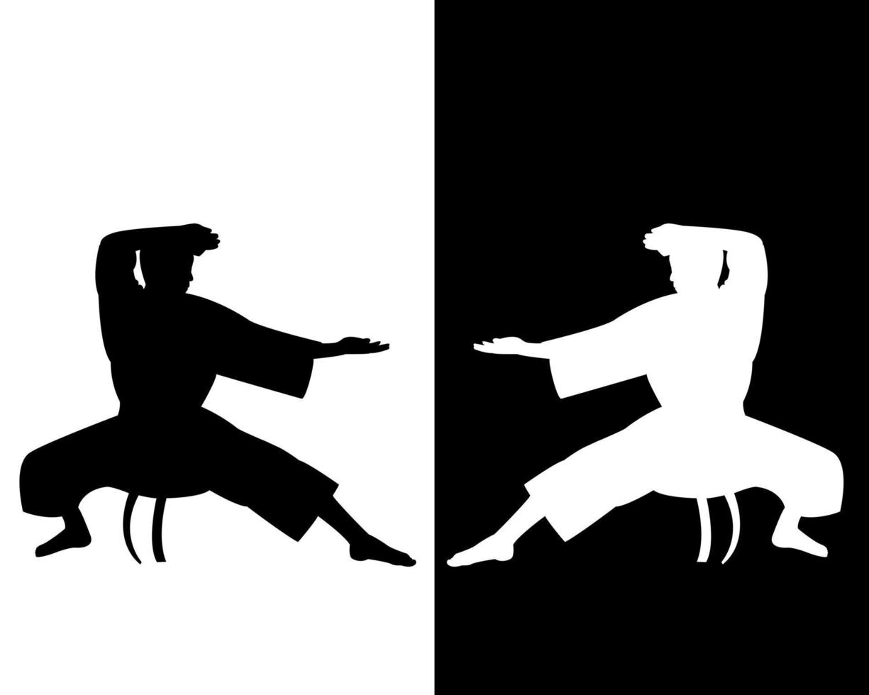 Two karate on the black and white backgrounds vector