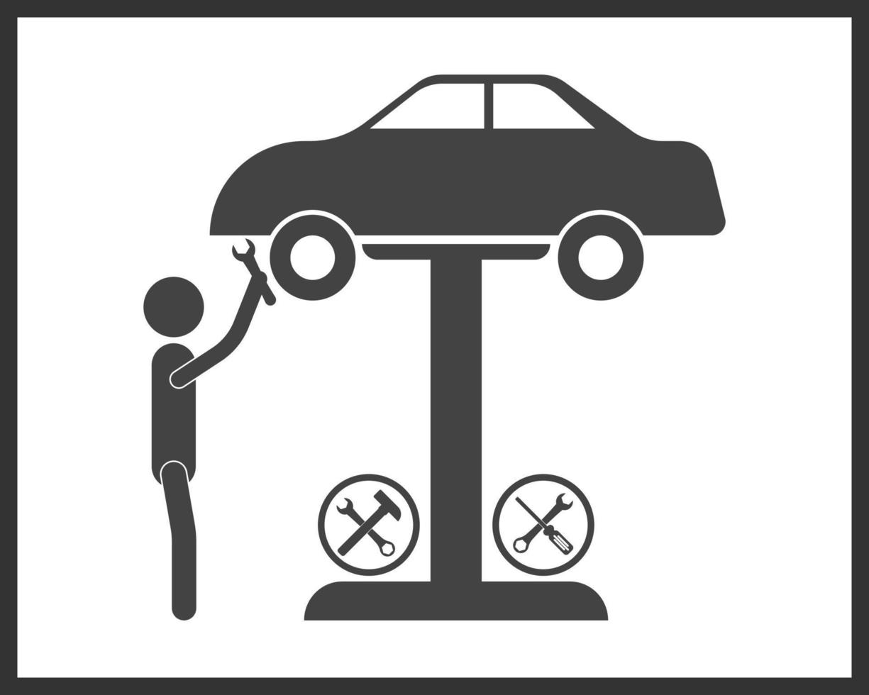 car repair by a mechanic with a wrench vector