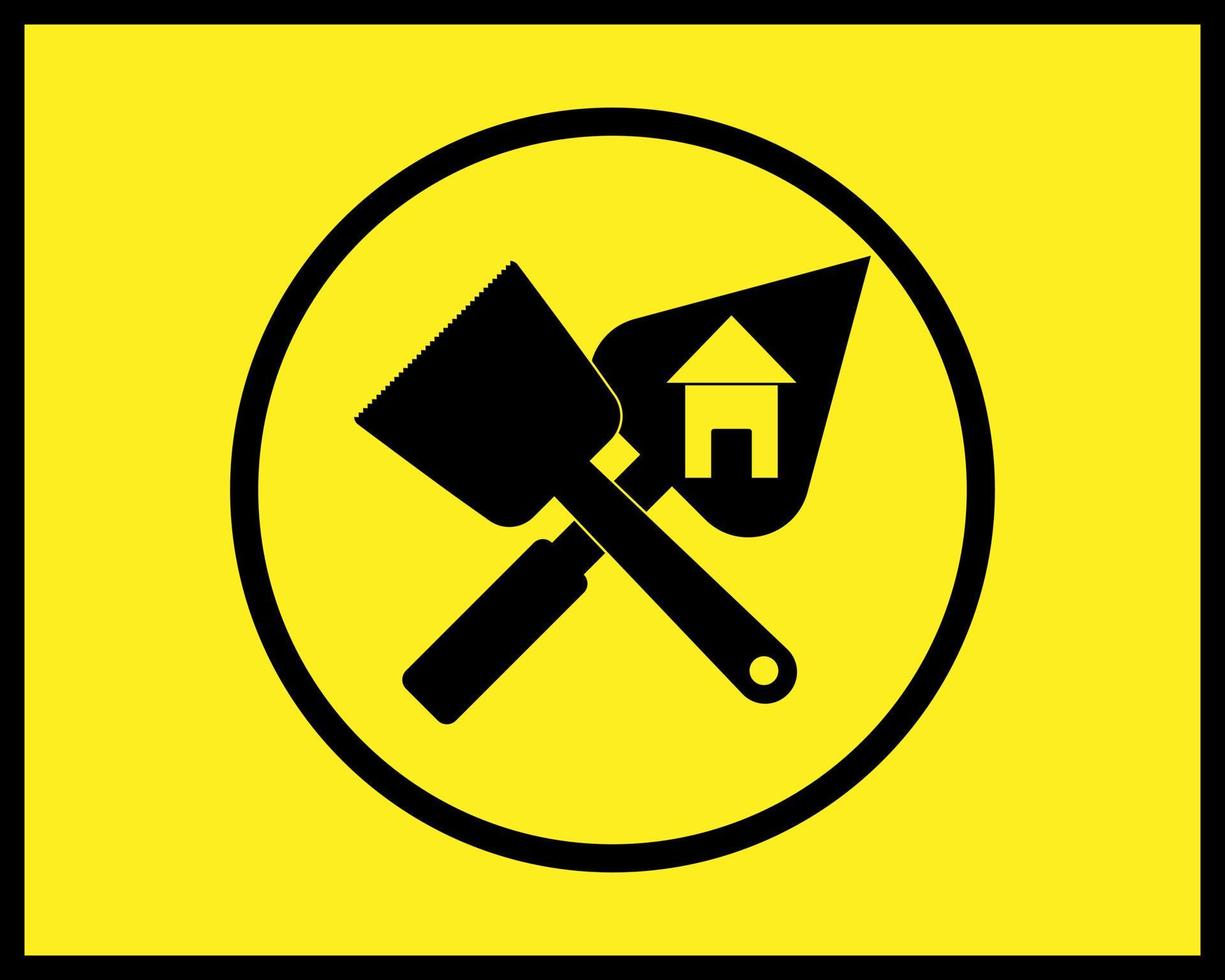 circle trowel and brush icon vector