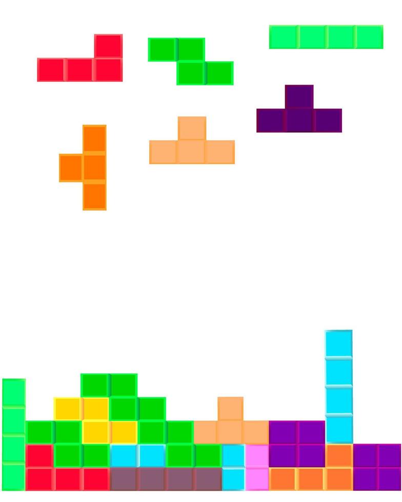 juego de computadora tetris sobre un fondo blanco vector