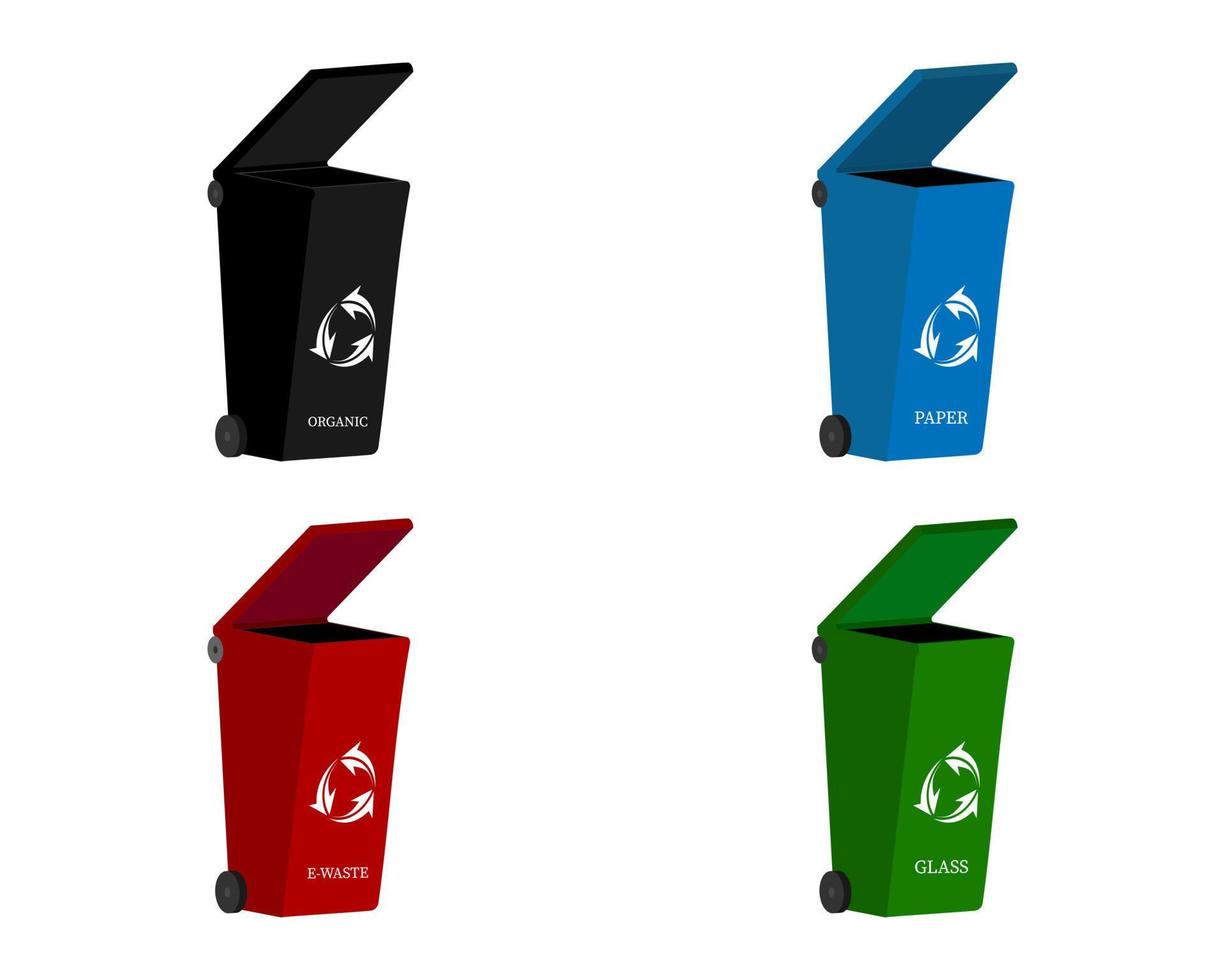 four trash boxes vector