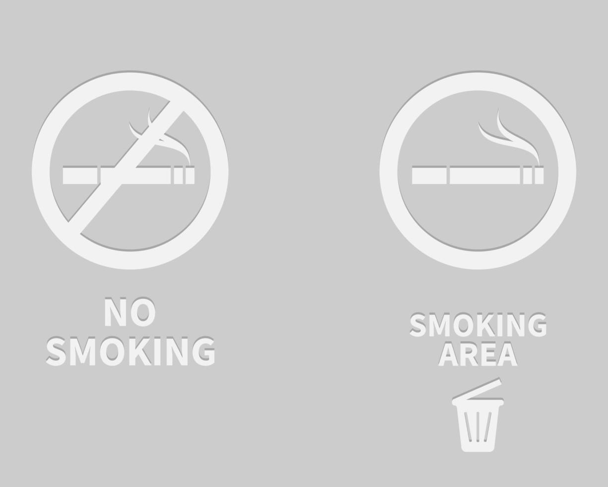 dos señales de prohibido fumar y una zona de fumadores en colores brillantes vector
