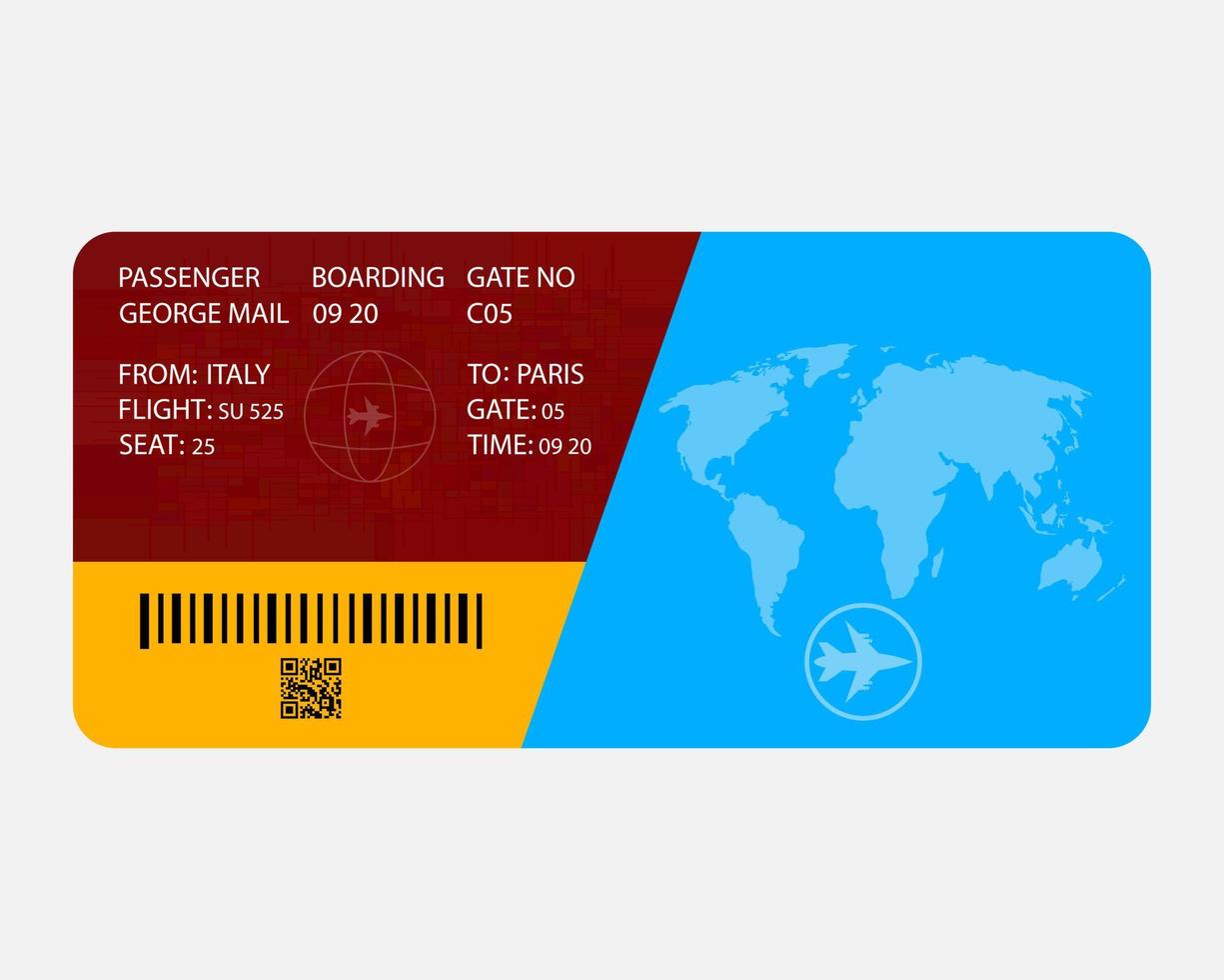 flight ticket with inscriptions on a white background vector