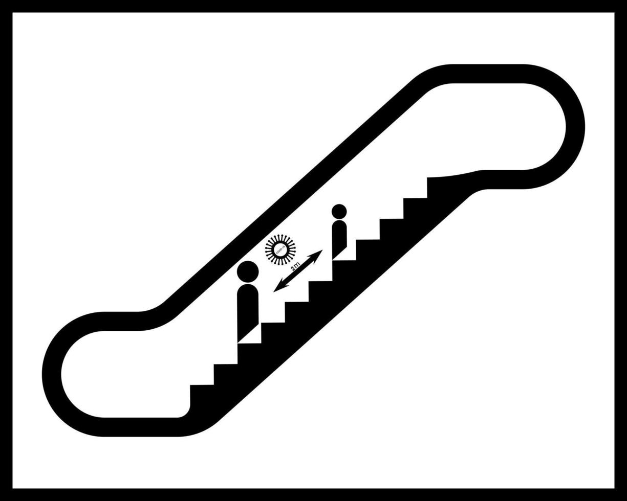 escalator sign with people distance vector