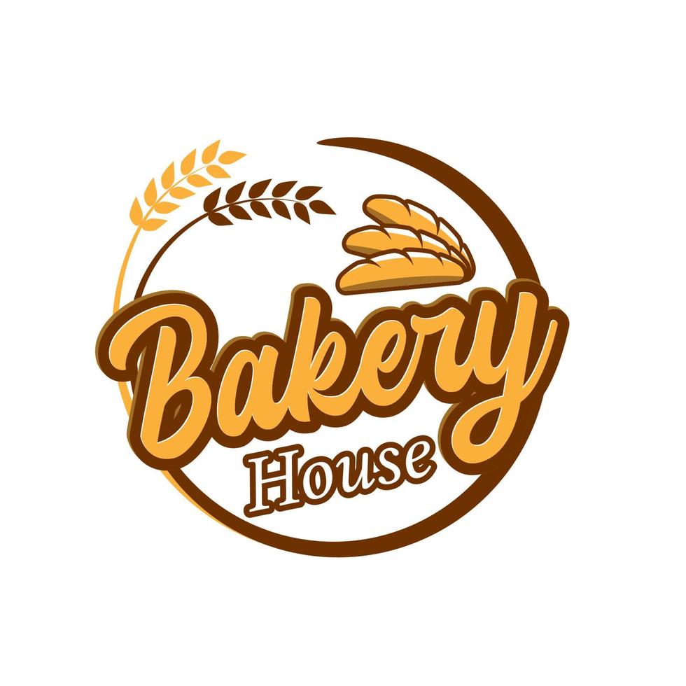 Vintage bakery house logo template. Retro logo for bakery shop or cafe vector