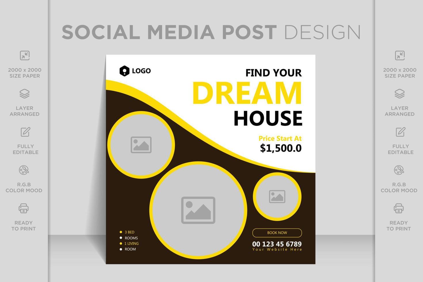 Real estate house property Instagram, Facebook, social media post or square web banner template vector