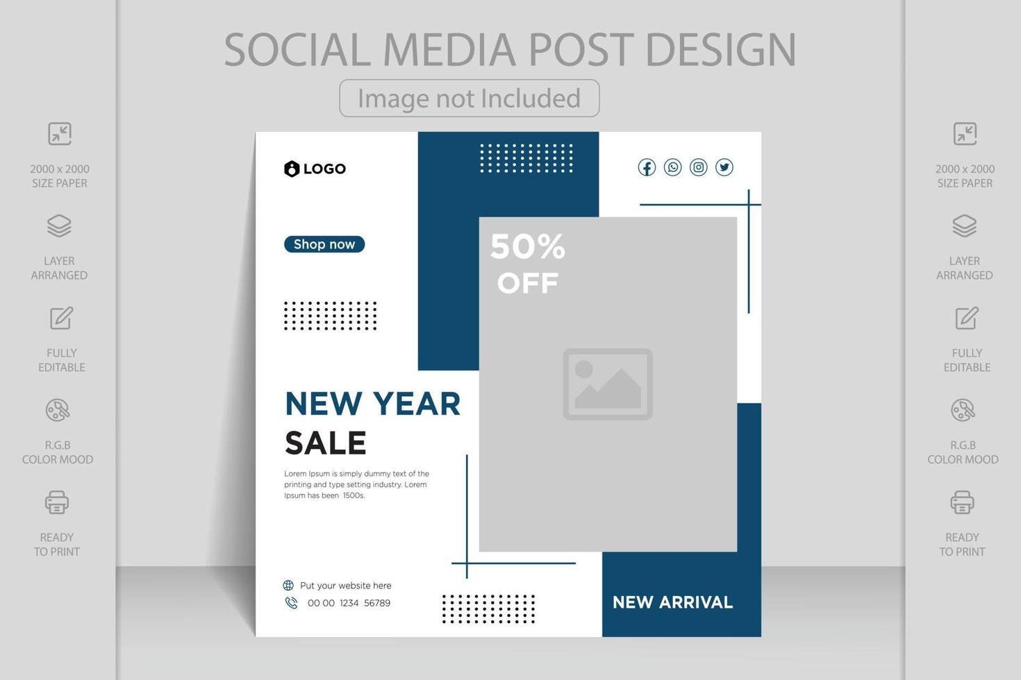 Happy new year greeting card template. Web banner and flyer design vector illustration. Suitable for social media post, mobile apps, banner design and web, internet ads.