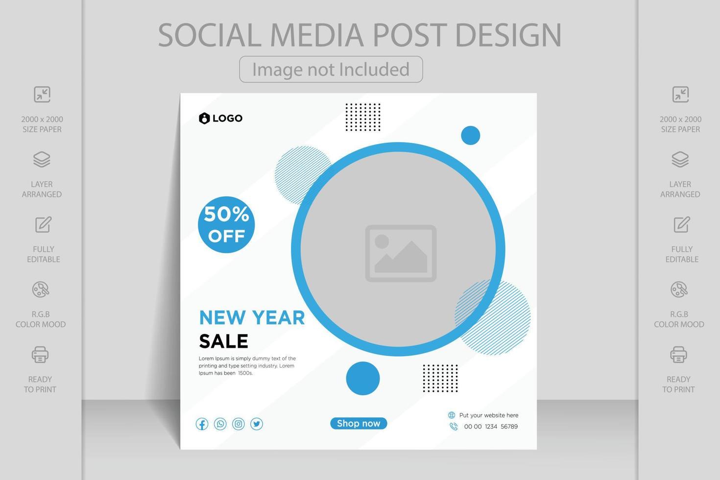 Happy new year greeting card template. Web banner and flyer design vector illustration. Suitable for social media post, mobile apps, banner design and web, internet ads.