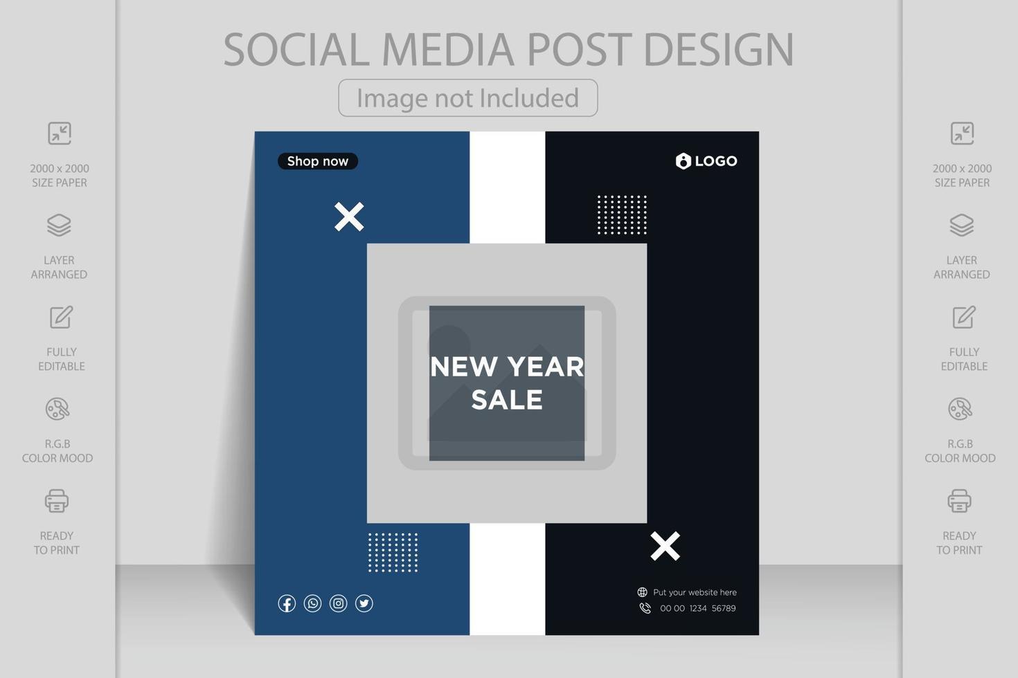 Happy new year greeting card template. Web banner and flyer design vector illustration. Suitable for social media post, mobile apps, banner design and web, internet ads.