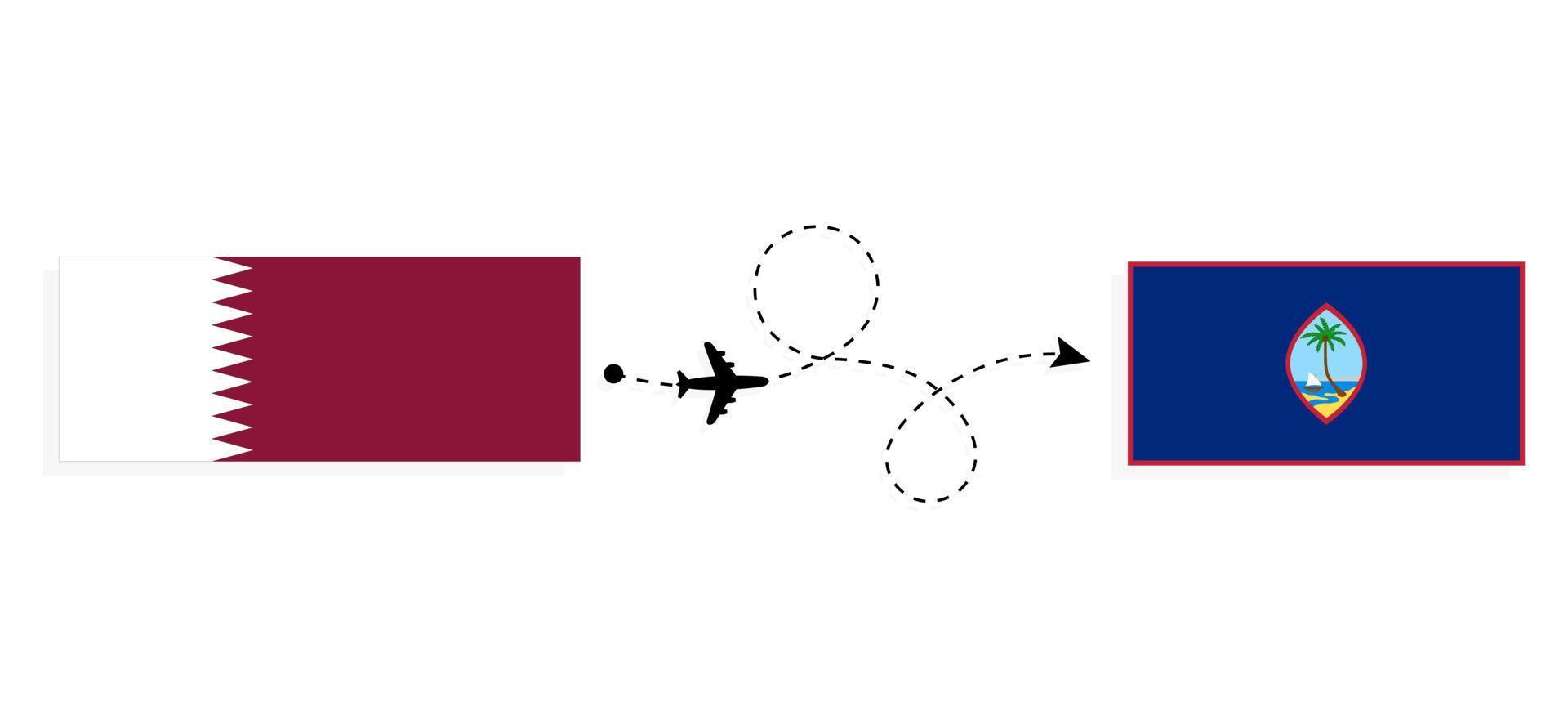 vuelo y viaje de qatar a guam por concepto de viaje en avión de pasajeros vector