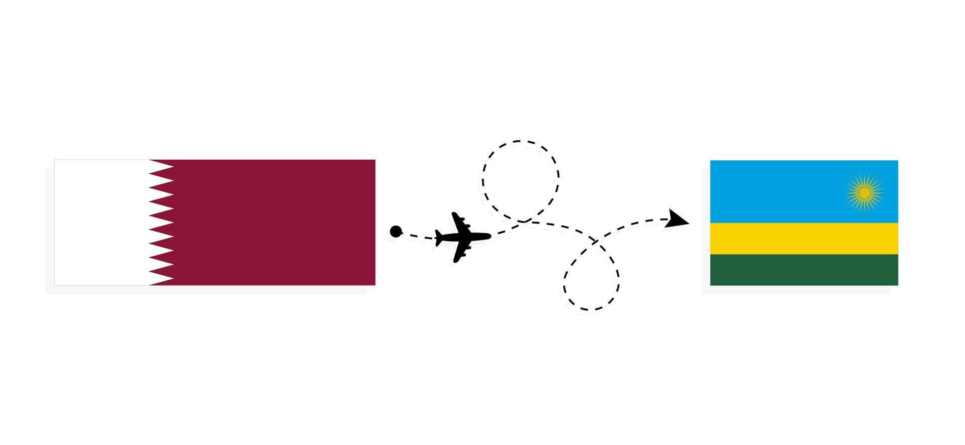 Flight and travel from Qatar to Rwanda by passenger airplane Travel concept vector