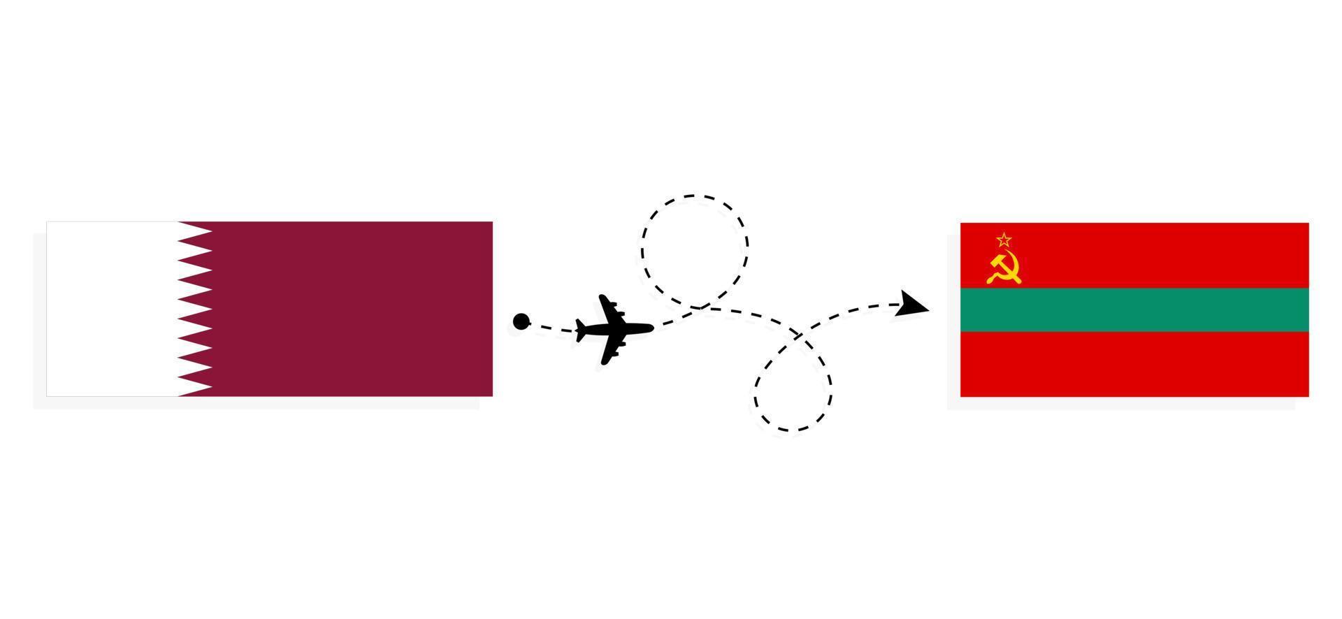 Flight and travel from Qatar to Transnistria by passenger airplane Travel concept vector