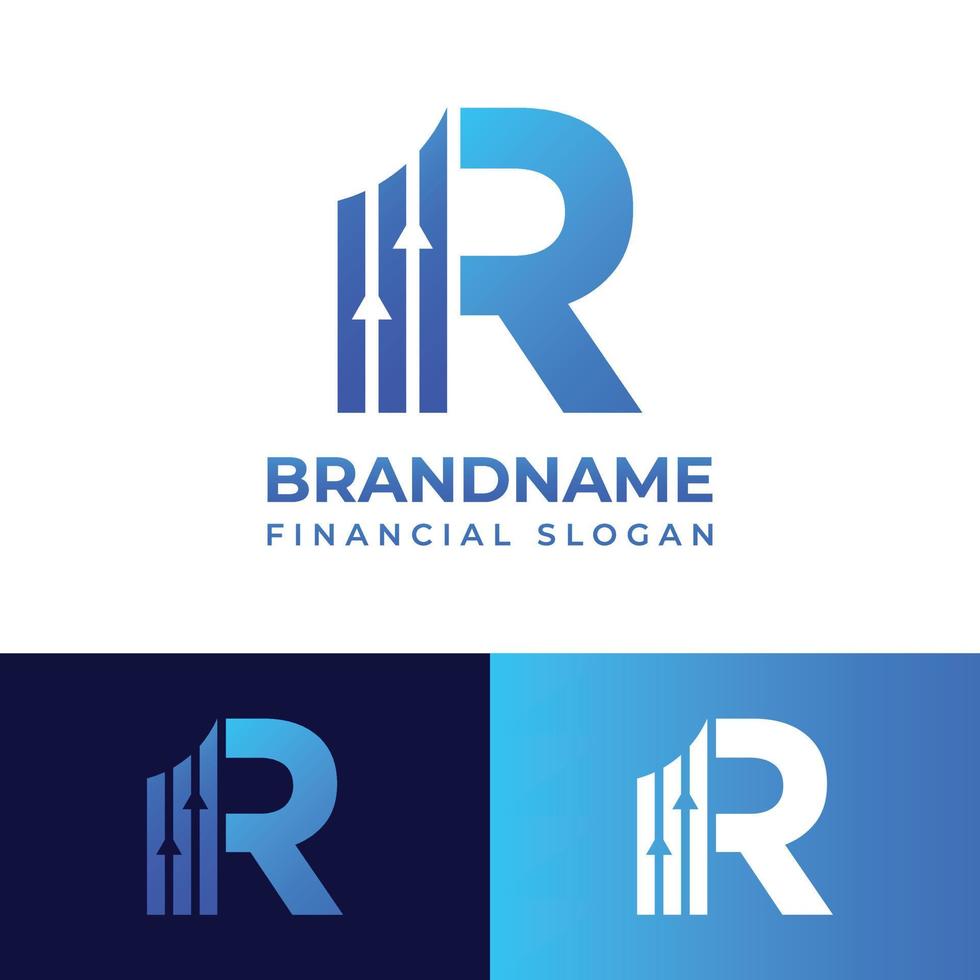 Letter R Financial Chart Logo, suitable for any business related to Financial with R initials. vector