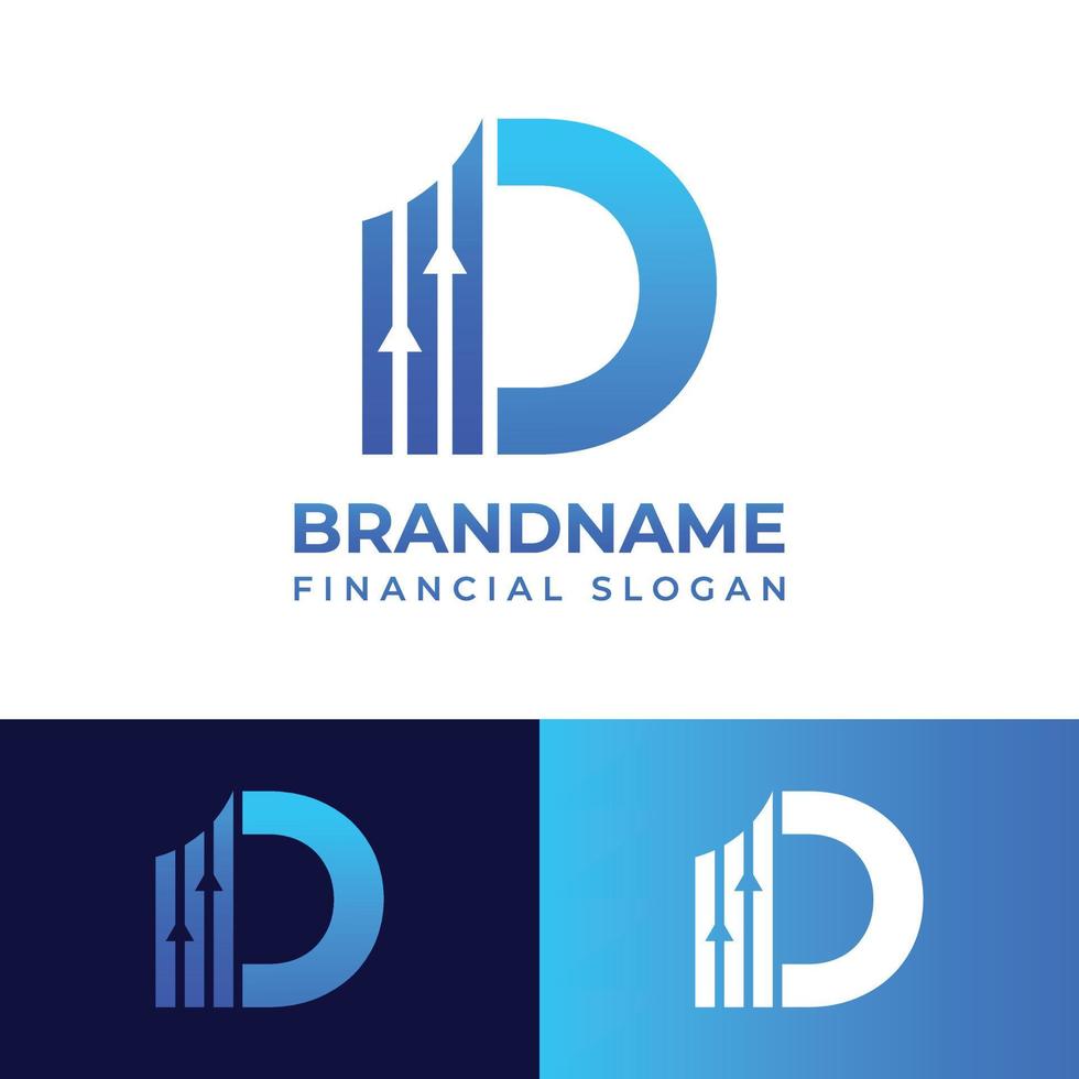 Letter D Financial Chart Logo, suitable for any business related to Financial with D initials. vector