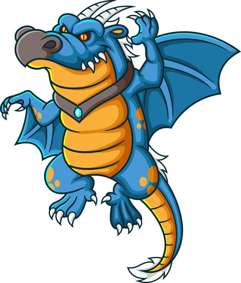 un dragón de fantasía azul volando vector
