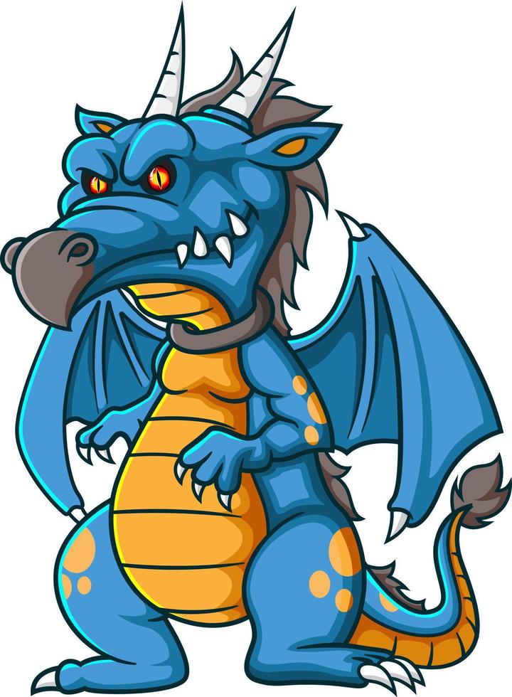 un carácter fuerte dragón azul vector